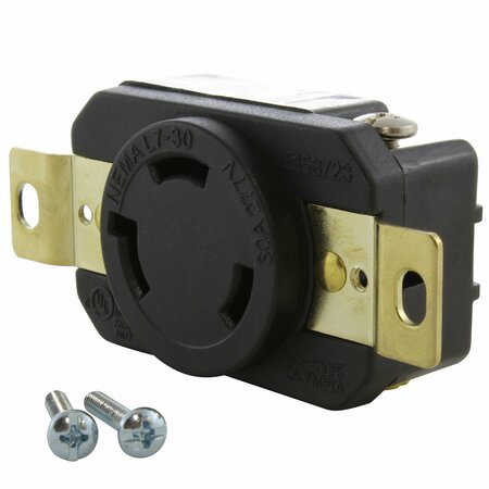 AC WORKS 30A, 277V, NEMA L7-30R Flush Mounting Locking Industrial Grade Receptacle FML730R